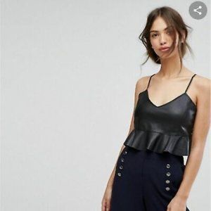 Zara Faux Leather Crop Peplum Top Blogger Favorite